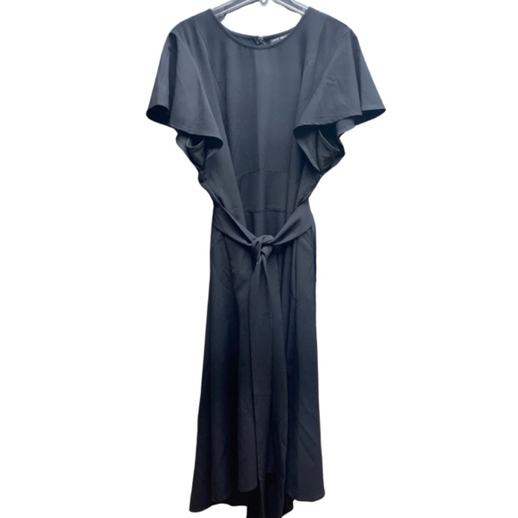 Lane Bryant Dresses & Skirts - Lane Bryant Black Flutter Sleeve Tie Waist Hi Low Pocket Maxi Dress Sz 24